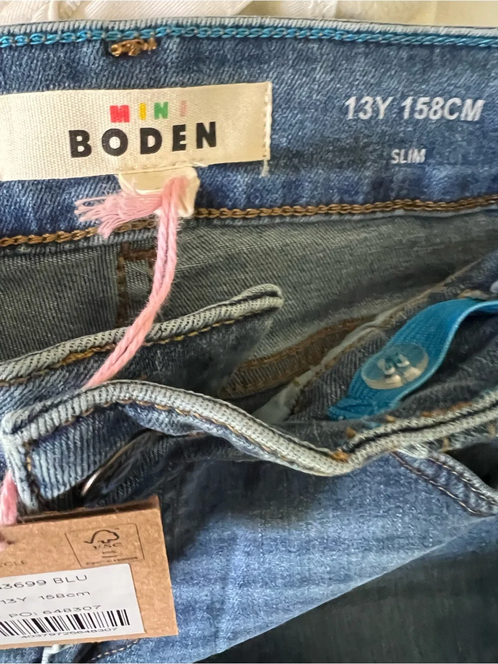 Mini Boden Girls 13Y 158cm Slim Denim Jeggings Skinny Jeans Adjustable Waist New